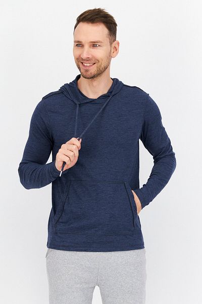 Company Eighty One Men Sportswear Fit Long Sleeves Heather Hoodies, Navy Blue