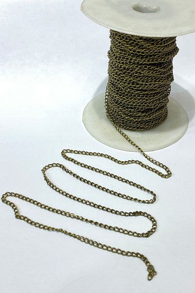 Hayalperest boncuk Antique Green Flat Metal Necklace Chain 10 Mt
