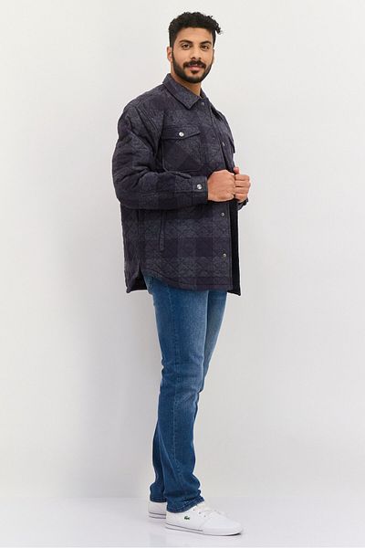 Silver Jeans Co. Men Quilted Jacket Shirt, Charcoal