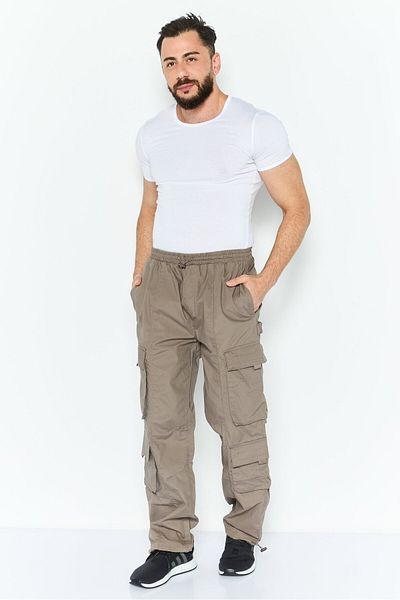 Good For Nothing Men Regular Fit Plain Cargo Pants, Taupe