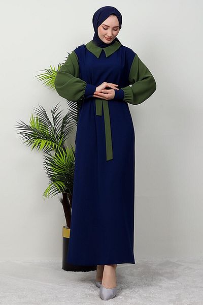 GİZ AGİYİM Χακί Κουμπρά Φόρεμα Hijab