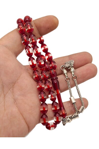 Han Ticarethane Roșu Alb Culoare Vernier Pulbere Chihlimbar Tasbih