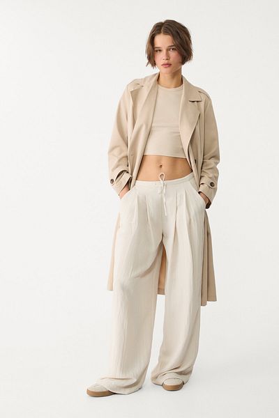 Stradivarius Textured drawstring trousers