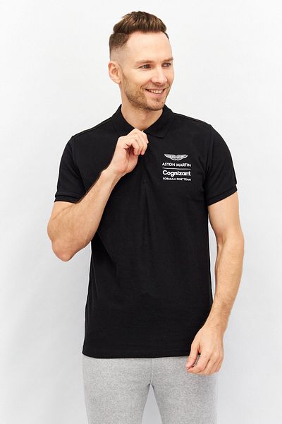 Aston Martin Men Sportswear Fit Short Sleeve Polo Shirt, Black