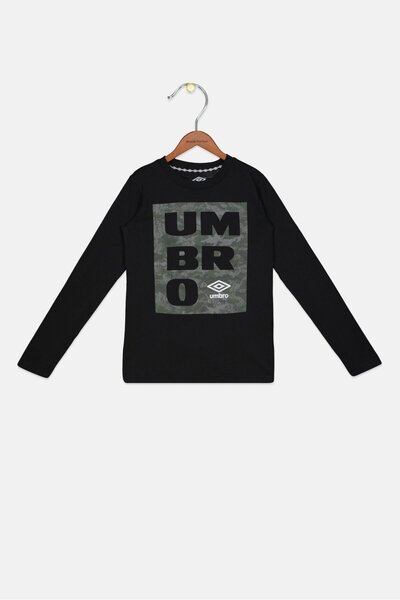 UMBRO Kid Boys Sportswear Fit Long Sleeve T-Shirt, Black