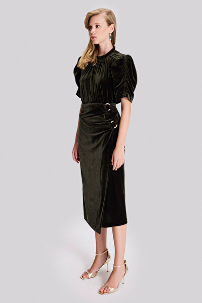 Naramaxx Aksesuar Detaylı Midi Boy Kadife Etek