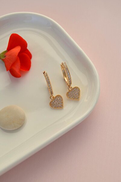 Sacce Scarves&Accessories Kalp Sallantılı Minimal Halka Küpe Kalpli Lob Kıkırdak Helix