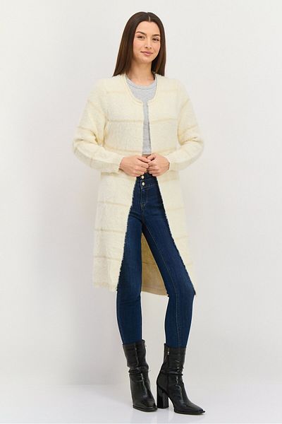 Sage The Label Women Textured Open Front Cardigan, Off White