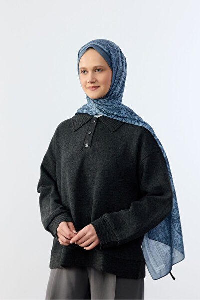 cs camellia scarf Allica Desen Şal - İndigo