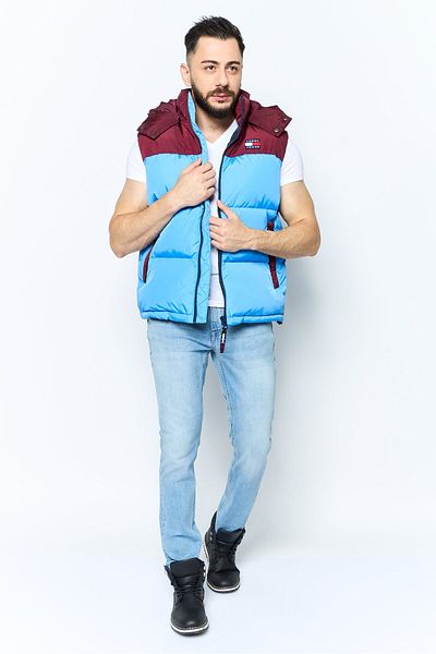 Tommy Jeans Men Embroidered Logo Hooded Vest Jacket, Brown
