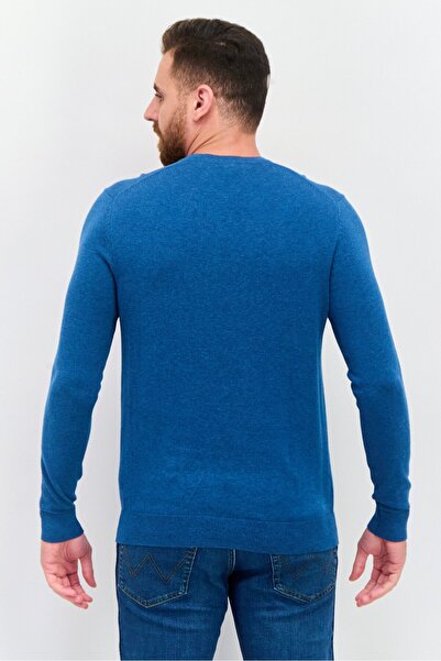 Esprit Men V Neck Textured Sweater, Blue