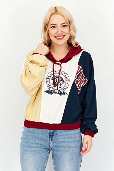 Don't Call Me Jennyfer سويت شيرت نسائي من الصوف بغطاء رأس بألوان متعددة، بالل...