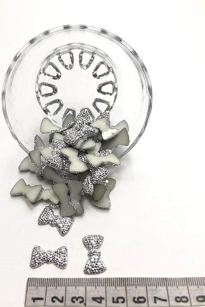 Hayalperest boncuk Silver Bow Plastic Stone 20 Pieces