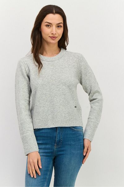 Pepe Jeans Women Crew Neck Long Sleeve Textured Sweater, Light Grey