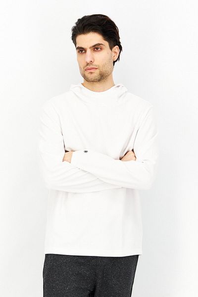 gaiam Men Hooded Long Sleeve Textured Sweatshirt, White