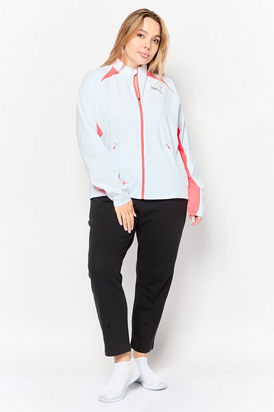 Puma سترة رياضية نسائية بأكمام طويلة للجري، أزرق فاتح