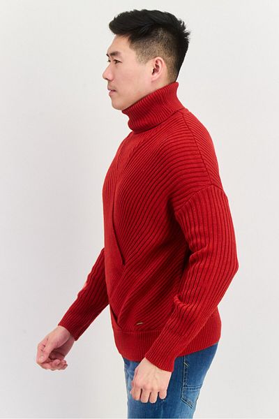 Pepe Jeans Men Turtle Neck Long Sleeve Textured Sweater, Red