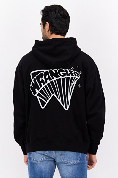 WRANGLER Men Hooded Long Sleeve Graphic Sweatshirt, Black