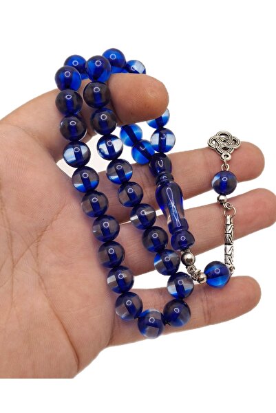 Han Ticarethane Blue White Globe Cut Verrery Powder Amber Tasbih