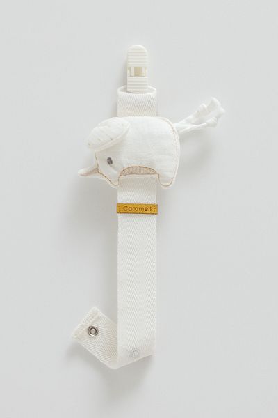 Caramell Beige Color Pacifier Strap - Compatible with Elephant Figures, Newborn Babies and 0-18 Months