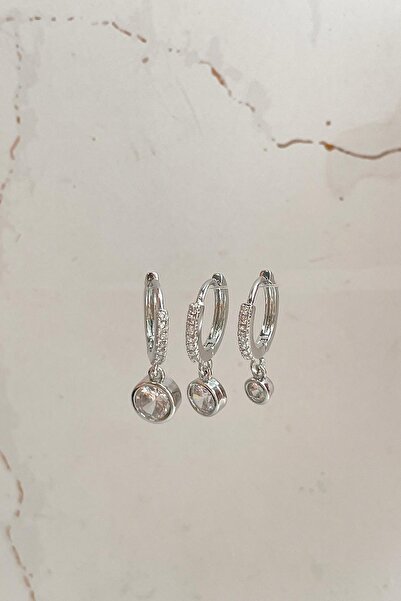 Modex Round Jewelled Triple Hoop Earrings