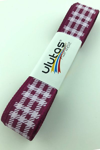 Hayalperest boncuk 2.5 Cm Plum Foil Printed Taffeta Ribbon