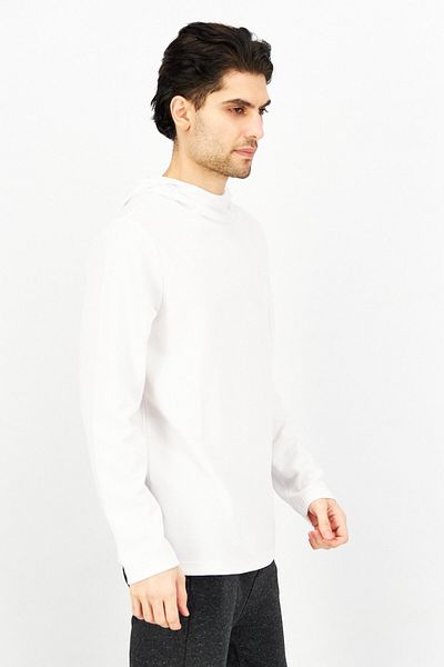 gaiam Men Hooded Long Sleeve Textured Sweatshirt, White