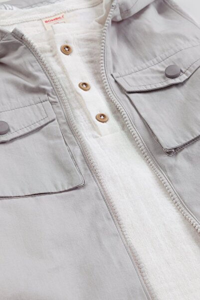 Bombili Muslin Blouse, Elastic Waist Pants and Hooded Coat for Boys - Set of 3