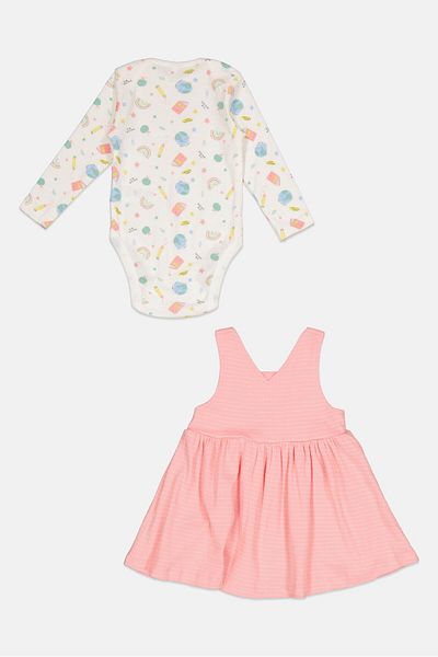 Lily & Jack Toddler Girls 2 Pieces Printed Top And Dress Set, White
