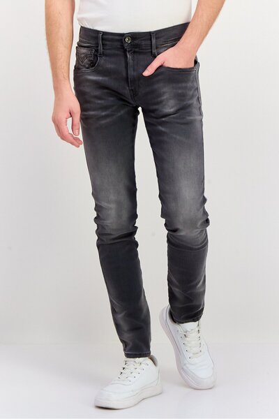 Replay Men Slim Fit Stretchable Washed Denim Jeans, Black