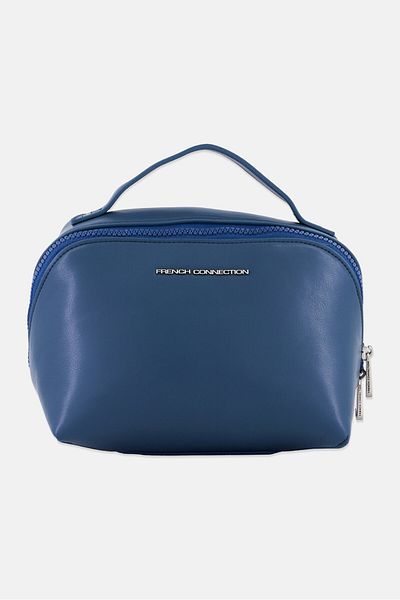 French Connection Women Brand Logo Cosmetic Pouch, Slate Blue