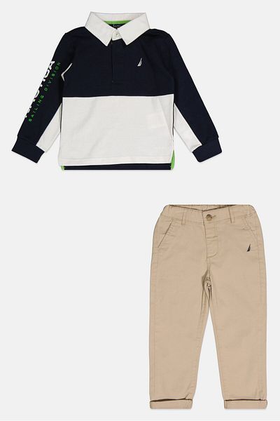 Nautica Toddlers Boy 2 Pieces Embroidered Logo Polo Shirt And Pants Set, Navy
