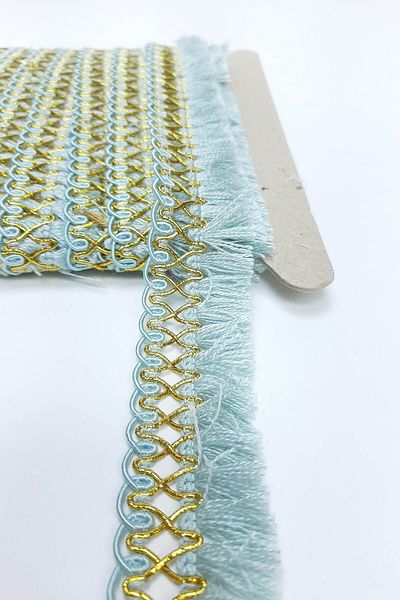 Hayalperest boncuk 3 cm Wide Light Blue Braided Fringe Strip with Tassels