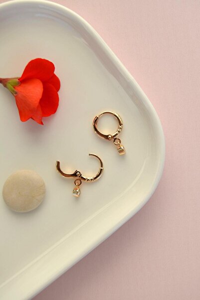 Sacce Scarves&Accessories Tektaş Sallantılı Minimal Halka Küpe Lob Kıkırdak Helix