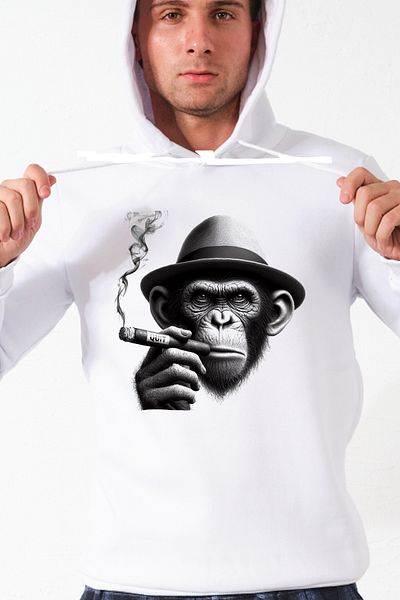 Blah Hanorac pentru bărbați din fleece pentru bărbați, cu glugă, cu imprimeu Monkey quit