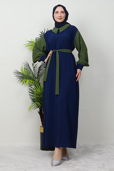 GİZ AGİYİM Χακί Κουμπρά Φόρεμα Hijab