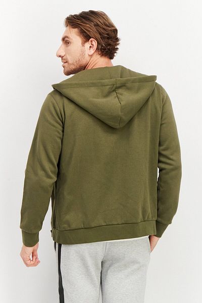 CELIO Men Hood With Drawstring Long Sleeve Plain Hoodie, Dark Green