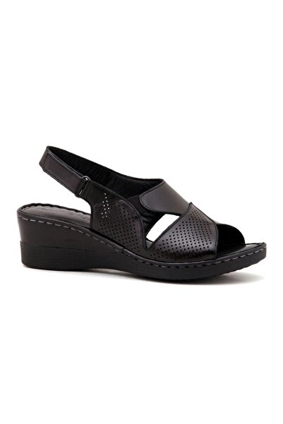 Venüs 21981113 Women's Daily Needle Print Wedge Ultra Comfort Sole Leather Sa...