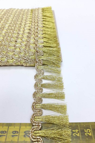 Hayalperest boncuk Gold Yellow Waterway Patterned Strip Tassel 5 Cm