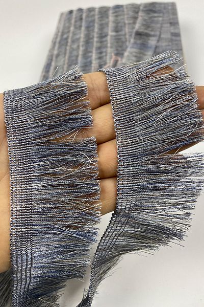 Hayalperest boncuk Anthracite Gray Rope Tassel Flat Fringe Strip