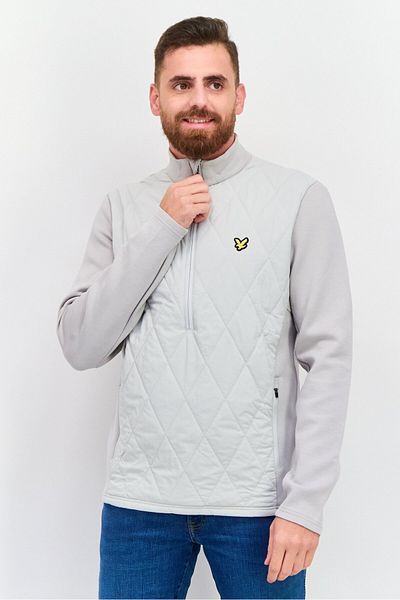 Lyle & Scott Men High Neck Brand Logo Long Sleeves Sweatshirt, Light Grey