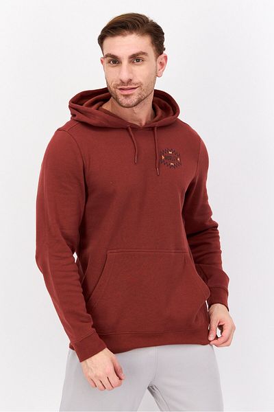 Hurley Men Brand Logo Long Sleeves Hooded Sweatshirt, Dark Brown