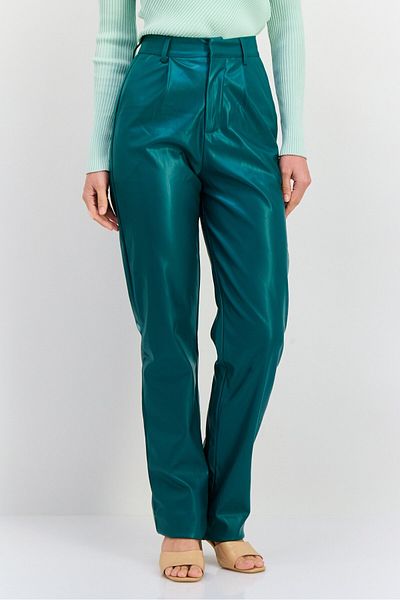 Heartbreak Women Regular Fit Solid Pants, Teal Green