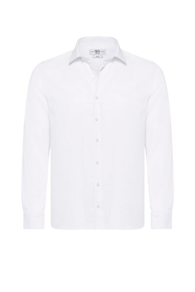 SÜVARİ Köşeli Manşet Slim Düz Gömlek