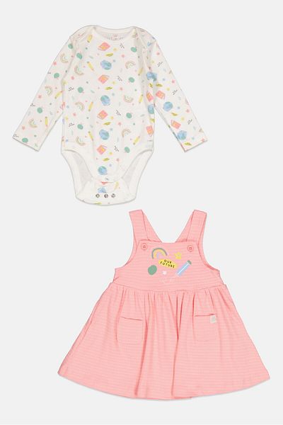 Lily & Jack Toddler Girls 2 Pieces Printed Top And Dress Set, White