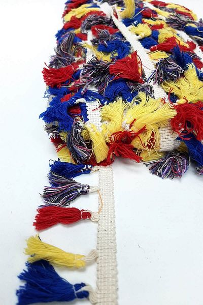 Hayalperest boncuk Cotton Yellow Navy Blue Fringe Tassel