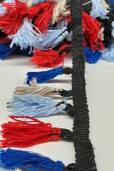 Hayalperest boncuk Light Blue and Red Saxe Cotton Fringe Tassel