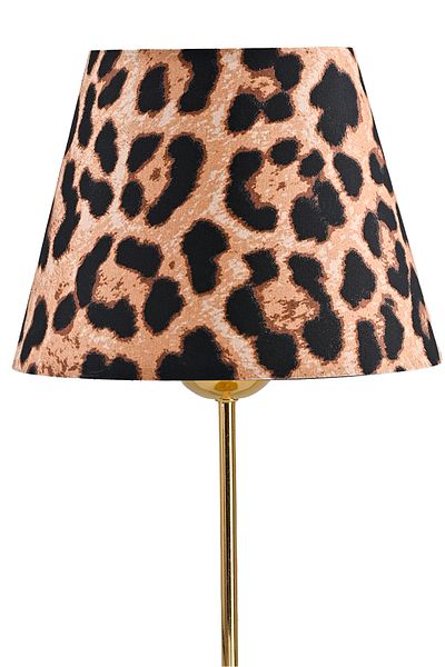 EvLight Set of 2 Leopard Patterned Fabric Gold Metal Lampshade