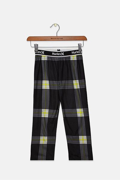 Hurley Kids Boy Plaid Pull On Pajama Pants, Black