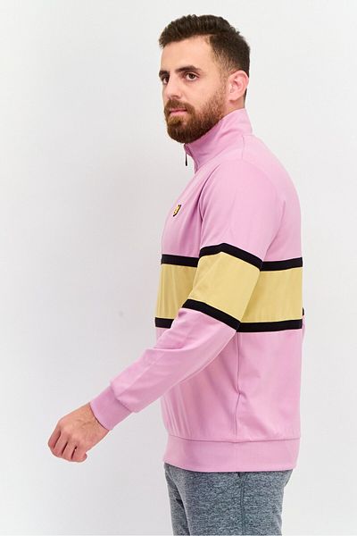 Lyle & Scott Men Mock Neck Brand Logo Long Sleeves Sweatshirts, Pink Combo